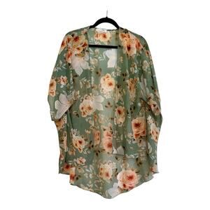 Emory Park Floral Kimono in Green and Orange